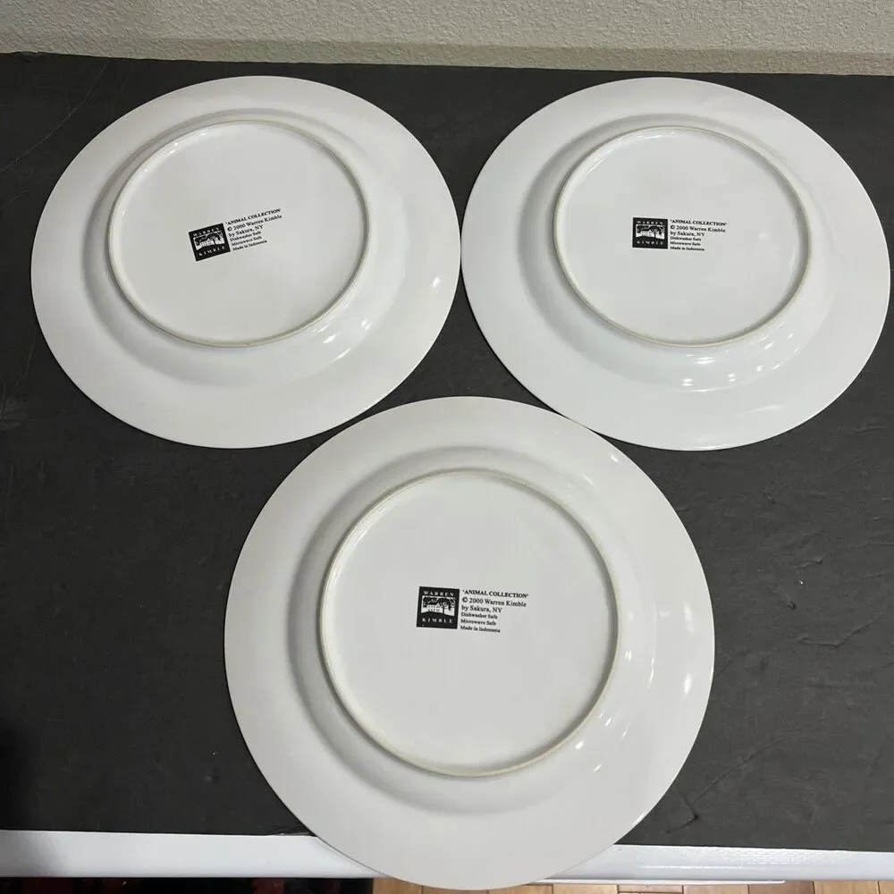 3 Sakura Warren Kimble Animal Collection Dinner Plates Horse Cow Pig Sheep